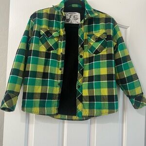 Plaid Green and Yellow Kids Flannel Jacket